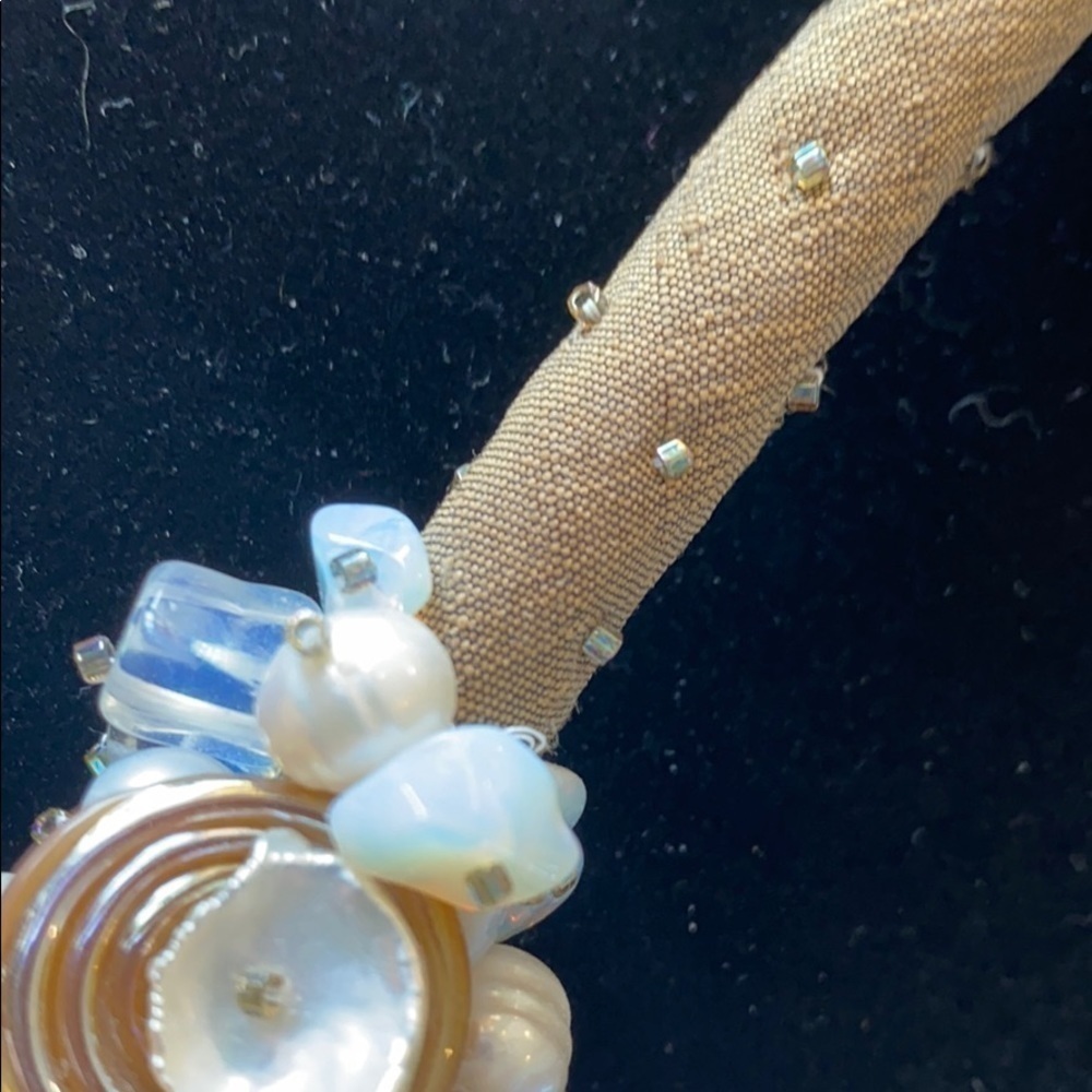 Silk and Pearl Statement One of a Kind Necklace, Night Out Artisan Made Handmade - Picture 4 of 6